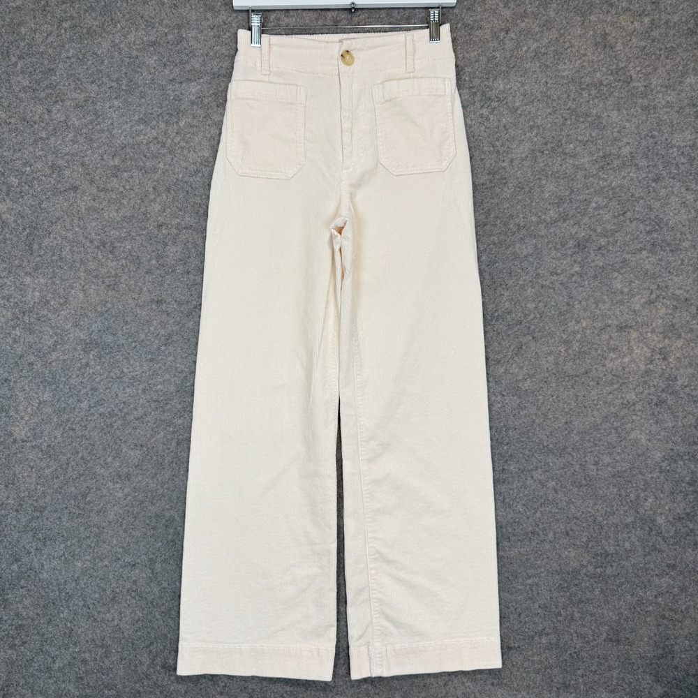 Anthropologie Maeve Colette Corduroy Wide Leg Pants Womens 26 Off White Cream